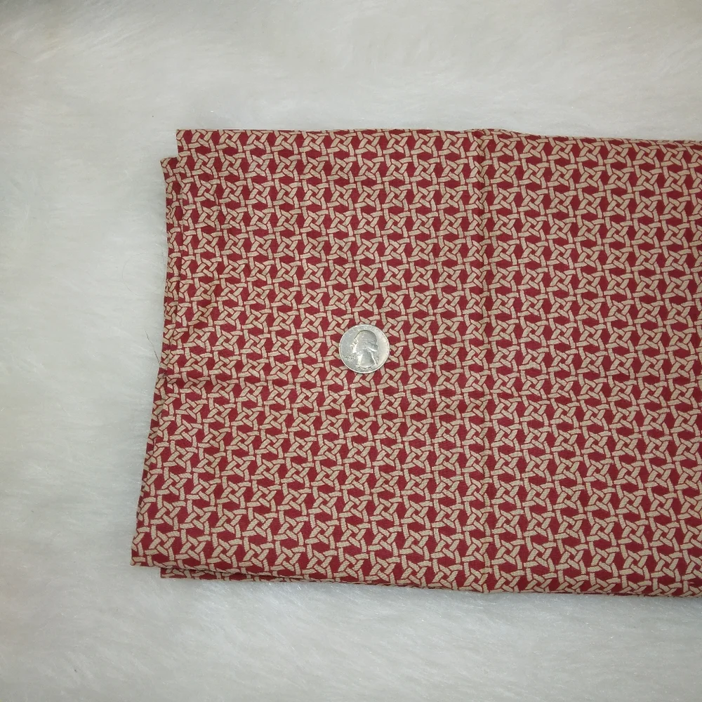 FABRIC Rattan woven look print on Maroon background, cotton. 32 inches